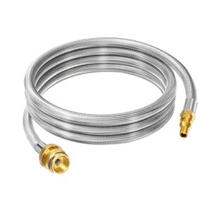 tiphope 1/4” quick connect propane hose for rv to hook up portable camping bbq grill,12ft stainless steel braided lp propane hose connects 1lb portable appliance to rv 1/4″ female quick disconnect