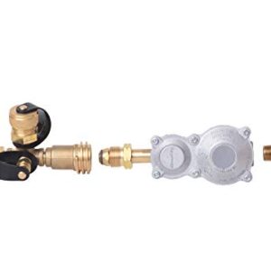 Flame King 4 Port Brass Tee Propane Adapter POL Inlet, 1/4 Inverted Female Flare Inlet, QCC Outlet, CGA600 Outlet (RV-COMBO1)