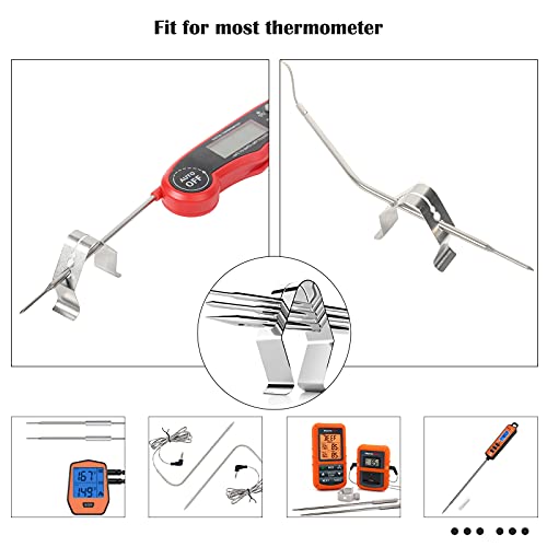 6 Pieces Grill Thermometer Probe Clip Holder for BBQ Smoker，Universal Upgraded Stainless Steel Barbecue Temp Probe Clip