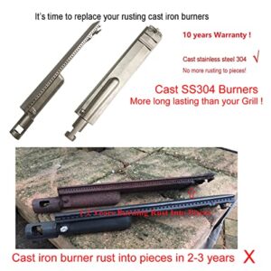 GRILLJOB 4 Pack Heavy Duty Cast Stainless Steel 304 BBQ Grill Burner Replacement Parts for Cal Flame G Series and P-Series Grills, NEXGRILL, Thermos Turbo Beefeater Bull Aussie Blaze