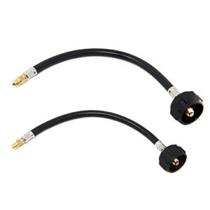 gasone 2152-01 1/4 male inverted flare with standard qcc tank type-suitable for dual regulator 2 pack-rv propane hose pigtail, black