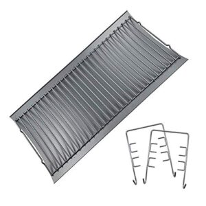 mixrbbq 27 inch ash pan for chargriller 1224 1324 2121 2222 2727 2828 2929 charcoal grill, fire grate replacement part with 2pcs fire grate hanger, 27″ drip pan