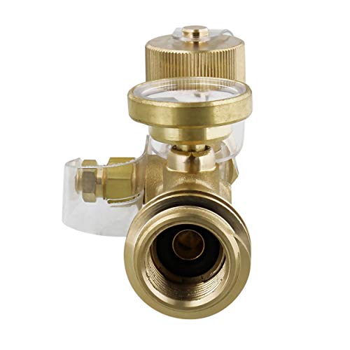 Dumble Propane Brass Tee - RV Propane Tank Tee Manifold Connection, Brass Gas Splitter Camping T Fitting with Gauge 1pc