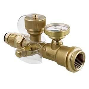 Dumble Propane Brass Tee - RV Propane Tank Tee Manifold Connection, Brass Gas Splitter Camping T Fitting with Gauge 1pc