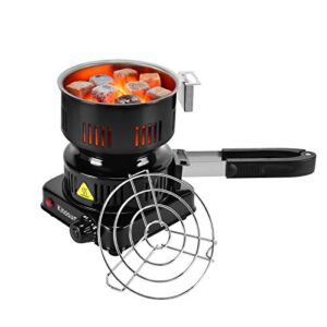 electric stove coconut charcoal starter – etl approved hot plate durable faster coal burner 120v~600w with detachable handle stainless steel grill & rack smart heat control long cable for bbq kitchen