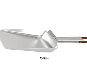 Everdure Stainless Steel Charcoal Shovel, Metal Scoop for Charcoal and Wood Pellets, Built-in Leather Hang Strap for Easy Storage, Ideal BBQ Tool for Charcoal or Pellet Grill, Silver