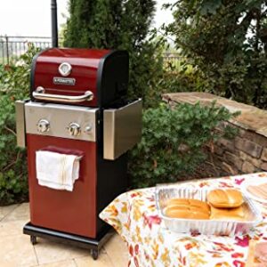 Permasteel 2-Burner Gas Grill | Cast Iron Cooking Grates, Grilling Tools Holder, Foldable Sides, PG-A40201-RD, Cabinet Style, 22000 BTUs – Red