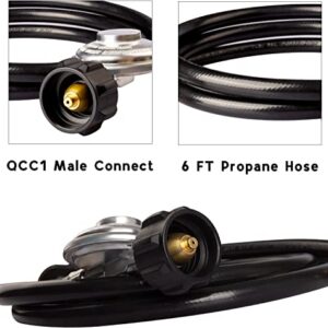 DOZYANT 6 Feet Propane Regulator and Hose for Blackstone 17inch and 22inch Table Top Griddle, Replacement Parts Connect to Large Propane Tank