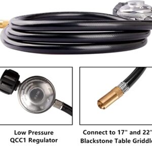 DOZYANT 6 Feet Propane Regulator and Hose for Blackstone 17inch and 22inch Table Top Griddle, Replacement Parts Connect to Large Propane Tank