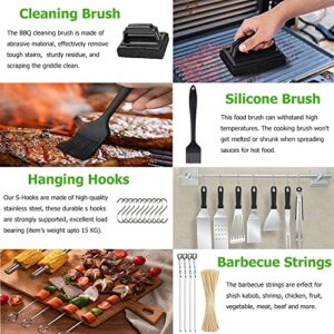 Blackstone Griddle Accessories Kit, 131 PCS Griddle Grill Tools Set Stainless Steel Grill BBQ Spatula Set, Blackstone Griddle Utensils Kit with Storage Bag for Men Women Outdoor Camping