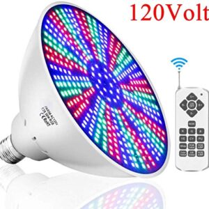 XIUBE 36W RGB LED Pool Light Bulb, 120V Color Changing Replacement Swimming LED PAR56 Pool Bulb for Inground Pool, Hayward and Pentair Under Water Light Fixtures Switch Control+Remote Control E26/E27