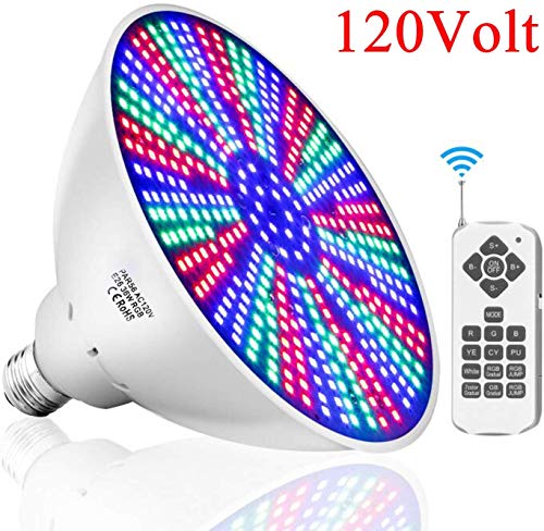 XIUBE 36W RGB LED Pool Light Bulb, 120V Color Changing Replacement Swimming LED PAR56 Pool Bulb for Inground Pool, Hayward and Pentair Under Water Light Fixtures Switch Control+Remote Control E26/E27