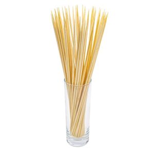 100 pack bamboo skewers, 12.5 inch long bamboo sticks for bbq, grill, appetizer, fruit, corn, chocolate fountain, cocktail and outdoor pinic. Φ=4mm