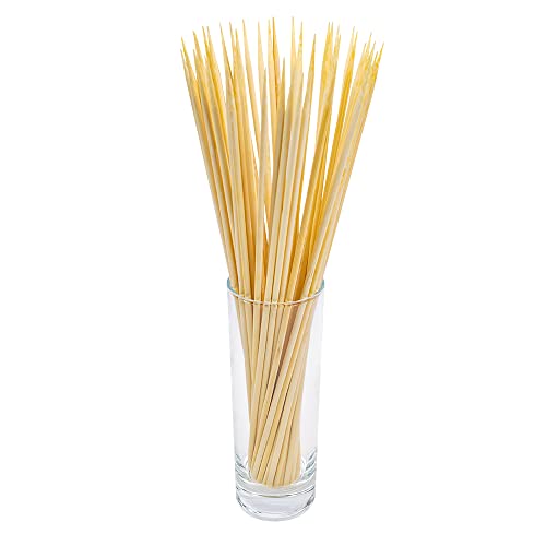 100 Pack Bamboo Skewers, 12.5 Inch Long Bamboo Sticks for BBQ, Grill, Appetizer, Fruit, Corn, Chocolate Fountain, Cocktail and Outdoor Pinic. Φ=4mm