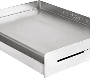 LITTLE GRIDDLE Sizzle-Q SQ180 100% Stainless Steel Universal Griddle with Even Heating Cross Bracing for Charcoal/Gas Grills, Camping, Tailgating, and Parties (18"x13"x3")
