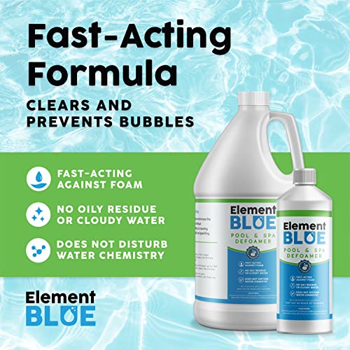 Element Blue - Pool and Spa Defoamer - Reduces Bubble and Foam for Clean, Clear Water - for Fountains, Pools, Hot Tubs, and Spas - Fast-Acting Water Pool Defoamer - 64 OZ