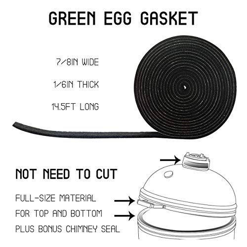 High-Temp Big Green Egg Gasket Replacement - Green Egg Seal Fits for Large/XLarge Big Green Egg, Vision Grill Classic Series, 15Ft Long, 7/8in Wide, 1/5in Thick, Essential to Keep Heat Locked