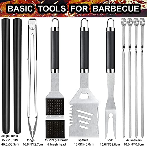 grilljoy 31PC Heavy Duty BBQ Grilling Accessories Grill Tools Set - Stainless Steel Grilling Kit with Storage Bag for Camping, Tailgating - Perfect Barbecue Utensil Gift for Men Women