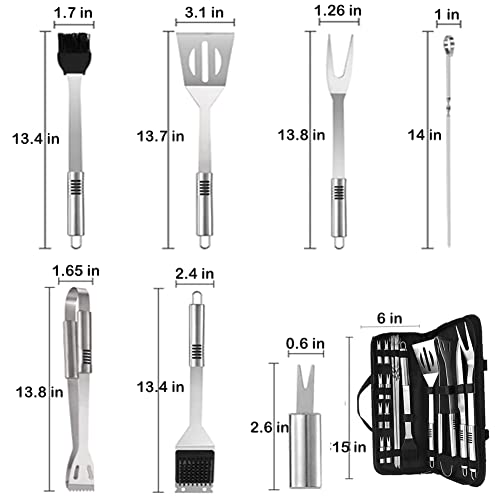 BBQ Accessories Kit - 20pcs Stainless BBQ Grill Tools Set for Smoker Camping Barbecue Grilling Tools BBQ Utensil Set Outdoor Cooking Tool Set with Canvas Bag Gift for Thanksgiving Day, Christmas