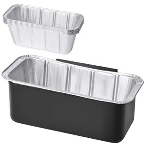 aspace grease catcher with cup liners, drip catcher pan for blackstone 28& 36 inch professional flat top griddle liquid holders, black metal tray with 6-pack disposable foil pans(short hook)