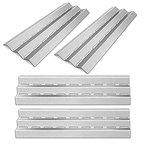 Heat Plate Tent Shield Replacement for Huntington, Broil-Mate, Sterling, Master Forge, Perfect Flame, GrillPro, Lowes Gas Grill Models, Stainless Steel Burner Cover Flame Tamer, 4-Pack, 17 9/16"