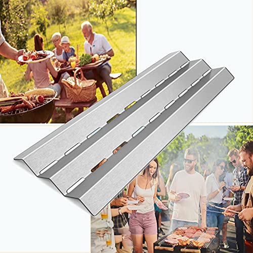 Heat Plate Tent Shield Replacement for Huntington, Broil-Mate, Sterling, Master Forge, Perfect Flame, GrillPro, Lowes Gas Grill Models, Stainless Steel Burner Cover Flame Tamer, 4-Pack, 17 9/16"