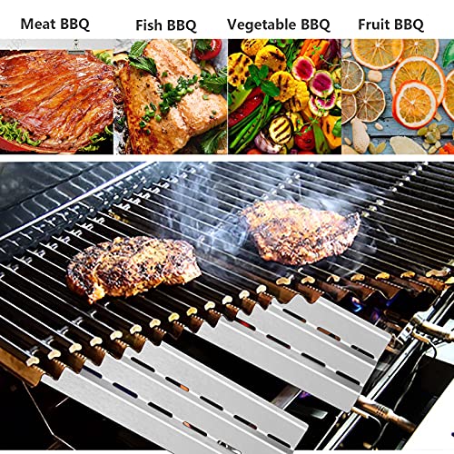 Heat Plate Tent Shield Replacement for Huntington, Broil-Mate, Sterling, Master Forge, Perfect Flame, GrillPro, Lowes Gas Grill Models, Stainless Steel Burner Cover Flame Tamer, 4-Pack, 17 9/16"