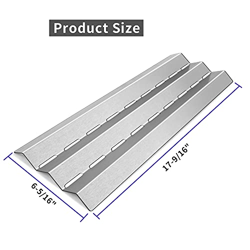 Heat Plate Tent Shield Replacement for Huntington, Broil-Mate, Sterling, Master Forge, Perfect Flame, GrillPro, Lowes Gas Grill Models, Stainless Steel Burner Cover Flame Tamer, 4-Pack, 17 9/16"