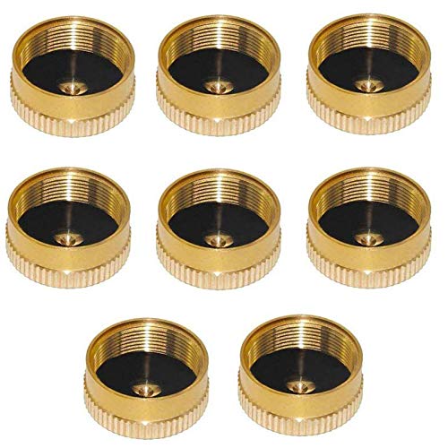 YOUHO Propane Tank Cap Solid Brass Refill 1lb for Outdoor Camping Stove Cooking, FengJin Propane Cap to Prevent Gas Leaking, Propane Bottle Cap with Brass Construction(8 Packs)