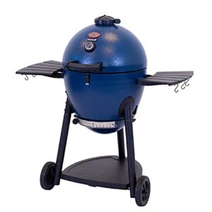 Char-Griller E56720 AKORN Kamado Charcoal Grill & Smoker, Pack of 1, Blue and 6201 AKORN Smokin Ceramic Smoking Stone, 15”L x 15”W x 1”H, Ivory