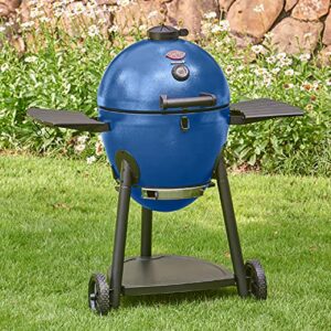 Char-Griller E56720 AKORN Kamado Charcoal Grill & Smoker, Pack of 1, Blue and 6201 AKORN Smokin Ceramic Smoking Stone, 15”L x 15”W x 1”H, Ivory