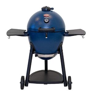 Char-Griller E56720 AKORN Kamado Charcoal Grill & Smoker, Pack of 1, Blue and 6201 AKORN Smokin Ceramic Smoking Stone, 15”L x 15”W x 1”H, Ivory