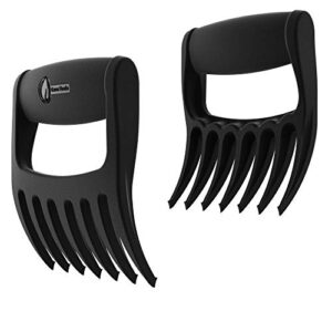 cave tools talon-tipped meat claws for shredding pulled pork, chicken, turkey, and beef- handling & carving food – barbecue grill accessories for smoker, or slow cooker – black