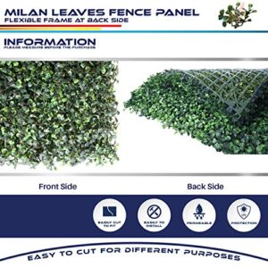 Windscreen4less Artificial Faux Ivy Leaf Decorative Fence Screen 20'' x 20" Boxwood/Milan Leaves Fence Patio Panel,New Milan Leave 17 Pieces