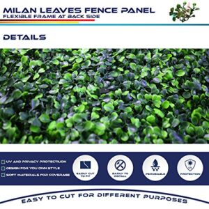Windscreen4less Artificial Faux Ivy Leaf Decorative Fence Screen 20'' x 20" Boxwood/Milan Leaves Fence Patio Panel,New Milan Leave 5 Pieces