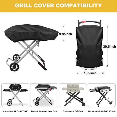 tonhui Grill Cover for Weber Traveler Portable Gas Grill 9010001, Outdoor Heavy Duty Waterproof Oxford Fabric Weather Resistant