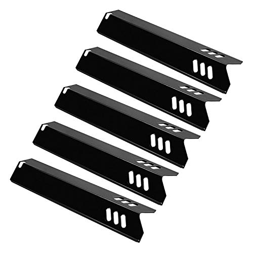 Unicook 15 Inch Grill Heat Plates 5 Pack, Grill Replacement Parts Porcelain Heat Shields, Compatible for Brands DGF510SSP, DGF510SBP, Backyard, Uniflame GBC1059WB, Grill Burner Covers Flame Tamer