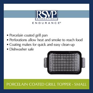 RSVP International Barbeque Grilling Collection Porcelain Coated Grill Tray, Dishwasher Safe, Small, 13x7.25