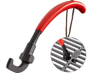 griaddict universal grill grate lifter tool – hot surfaces handling cooking grid lifter gripper with non-slip and anti-scalding coating handle fits most heavy-duty cast iron and stainless grates