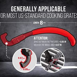 GriAddict Universal Grill Grate Lifter Tool - Hot Surfaces Handling Cooking Grid Lifter Gripper with Non-Slip and Anti-scalding Coating Handle fits Most Heavy-Duty Cast Iron and Stainless Grates