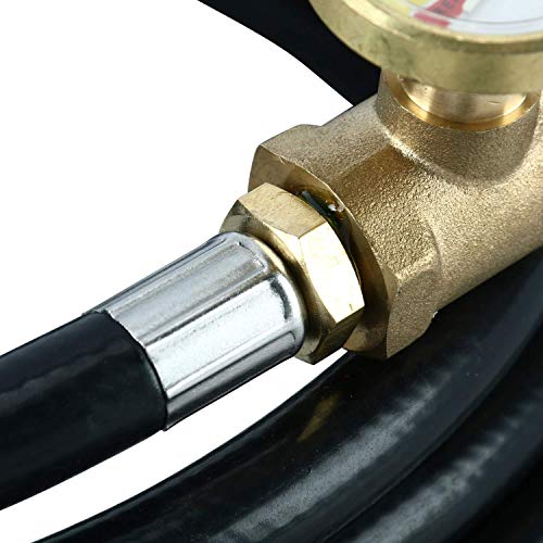 Toolshouse 12 FT Propane Extension Hose with Gauge -Leak Detector Replacement for Gas Grill, Heater and All Other Propane Appliances (QCC)