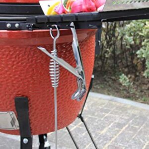 Stainless Steel Grill Grate Lifter Gripper and Ash Tool Grill Accessories Works for Big Green Egg Primo Grill Dome Kamado Joe Charcoal Grill Smoker (GG+at)