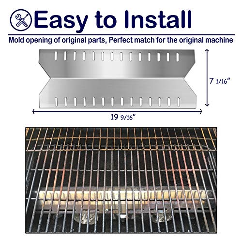 Grill Heat Plates Gas BBQ Parts Replacement for Broil-Mate 24025HNT, Master Forge 30030MSF, Huntington 6301-24, 19 9/16” Stainless Steel Repair Kit Grill Heat Shield Tent, Burner Cover, Flame Tamer