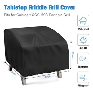 Jungda Portable Grill Cover,Fit for Cuisinart CGG-608,Waterproof Small Table Top BBQ Grill Cover,Heavy Duty 600D Outdoor Tabletop Grill Cover