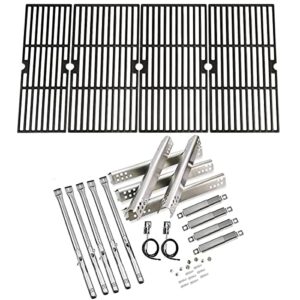 uniflasy replacement parts kit, heat plate tent shield, grill burner pipe, adjustable crossover tube and 18 inch grill cooking grates for charbroil performance 6 burner 463276617,463244819,463238218