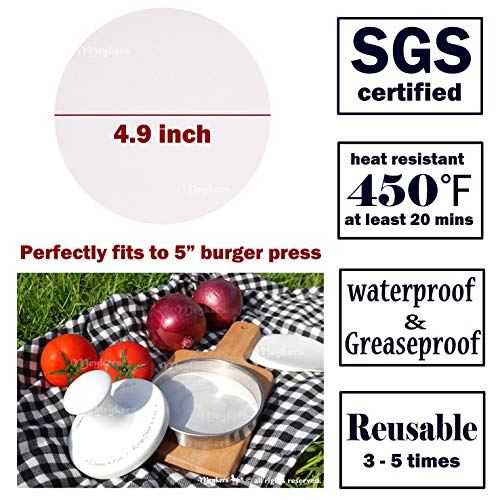 Meykers Wax Patty Paper Sheets for 5 Inches Burger Press - 500 Pcs Round hamburger patty paper to Separate Frozen Pressed Patties - Circle Burger Paper for Easy Release from Patty Maker Mold