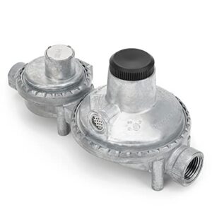 stanbroil horizontal two stage propane regulator, outlet 3/8 inch female npt and inlet 1/4 inch female npt