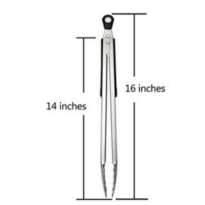 BBQ Tongs, AOOSY 14 Inch Grill Tongs for Cooking BBQ Extra Long Wide Scalloped Gripping Edge Kitchen Tongs, Set of 2