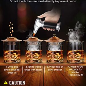 Cocktail Smoker Kit with Torch, ONUEMP Old Fashioned Kit with 6 Flavor Wood Chips for Whiskey and Bourbon, Aged Drink Smoker Infuser Kit, Smoke Top Bar Gifts for Whiskey Lovers Men Father (No Butane) …