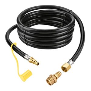 wadeo 12 ft propane quick connect hose for rv to gas grill, 1/4″ quick connect hose converter replacement for 1 lb throwaway bottle connects 1 lb portable appliance to rv 1/4″ female quick disconnect